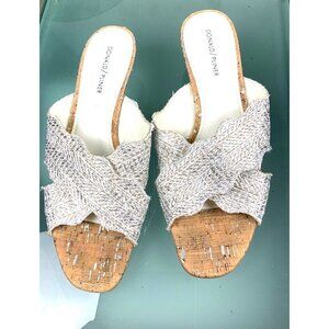 Donald Pliner womens backless peep toe shoes size 11 kitten heel